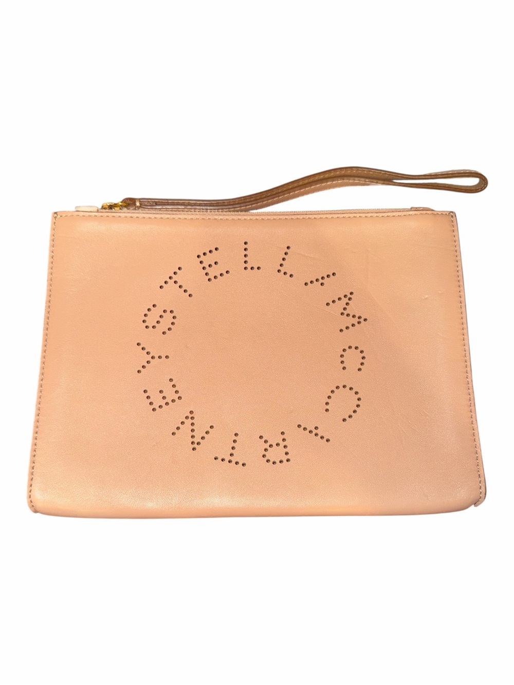 Stella McCartney Perforated Circle Logo Wristlet Pouch - Nude / Blush Pink